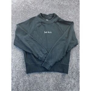 Nike Sweatshirt Womens XS Just Do It Crew Neck Raglan Sleeve Pullover Black